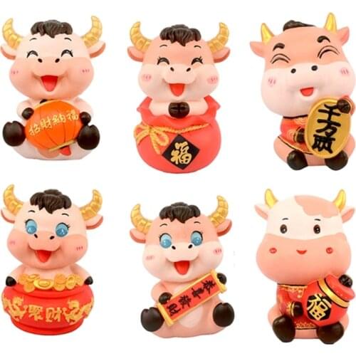 Cow Figurines Year Of Ox Statue DIY Coloring Piggy Bank Ornament Chinese New Year