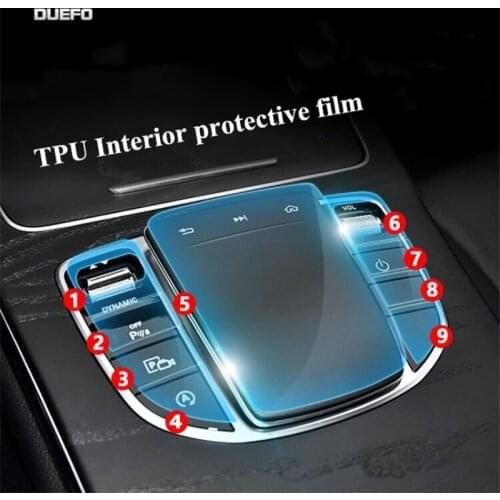 TPU STICKER Car Center Control Mouse Knob Protector Film Sticker for Mercedes Benz A C E S Class W177 W205 W213 GLC CLS