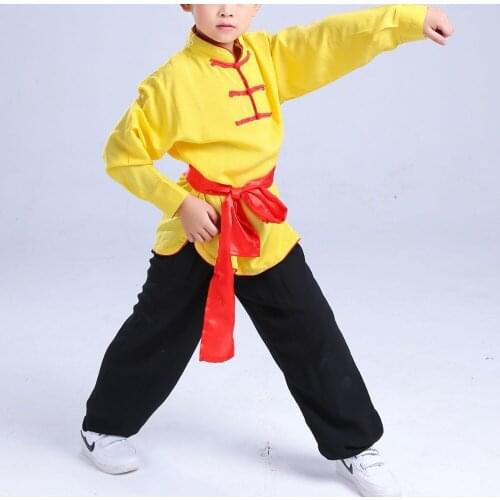 Unisex kids&Adult Pure cotton kung fu long-sleeve suits children martial arts clothing tai chi uniforms
