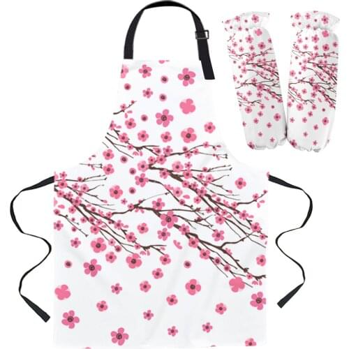 Spring Pink Flower Branch Apron Kitchen Household Cleaning Barber Apron Baking Accessories Aprons for Woman