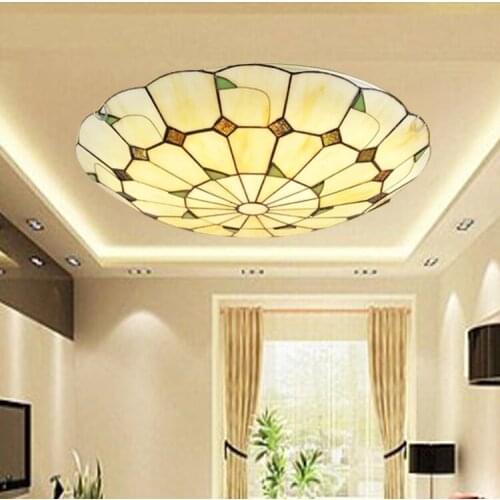 Vintage Retro Mediterranean Ceiling Lamps AC110V-220V Stained Glass Aisle Hotel Restuarant LED Balcony Lamp Lighting
