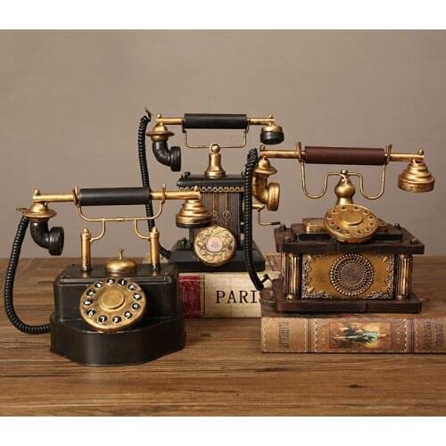 Vintage Home Decor Telephone Vintage Model European Retro Rotary Dial Telephone Set Handmade Old Iron Telephone Props