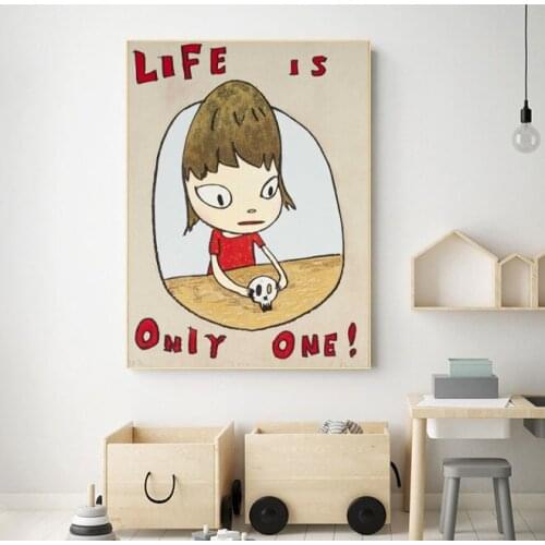 Janpanese Painter Nara YoshitomoSleepwalking Painting Hand Made On Canvas Graffiti Art Oil Painting For Kids Wall Decoration