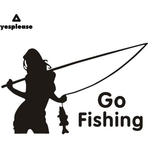 Yesplease Car styling Stickers and Decals Outdoor Sports Car Stickers GO FISHING Beauty Fishing Decorative Stickers
