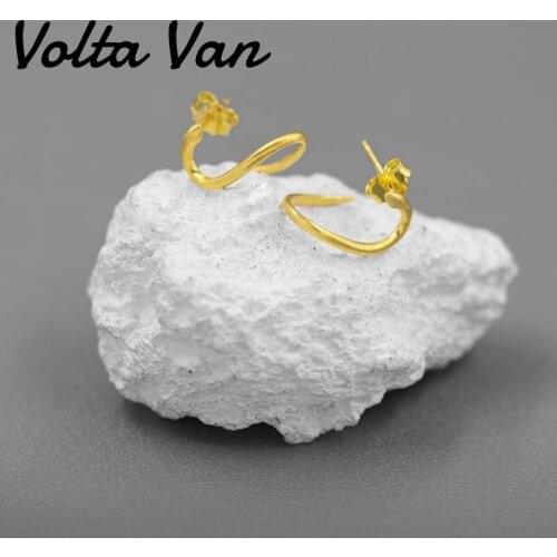 Volta Van 925 Sterling Silver Earrings For Women Elegant Stud Earrings 2021 New Fine Jewelry Luxury Trendy Concise Earrings