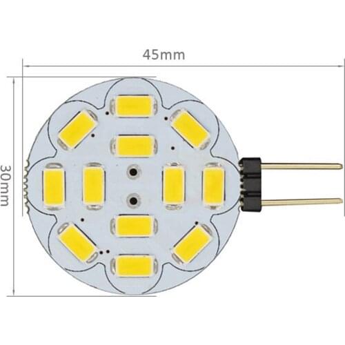 10Pcs 12-30V 4W G4 Base SMD LED Lamp 12Leds 5730 SMD Round Shape Spotlight Bulb AC DC 12V Crystal Lamp Car Boat Mini LED Beads