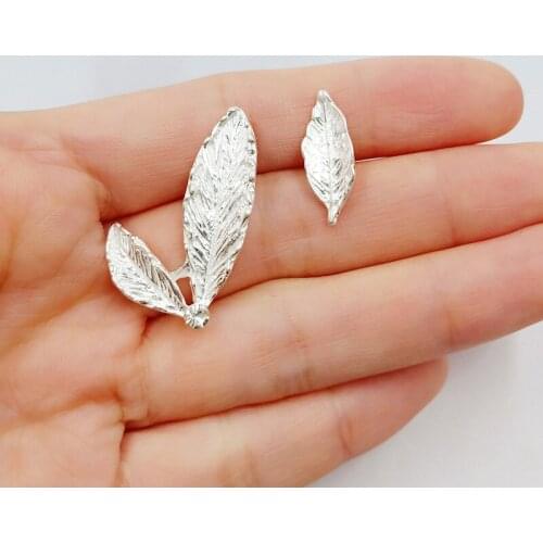 10 PCS Fashion Metal Alloy Silver Color Leaf Connectors Thin Coating Paint Charm DIY Findings For Jewelry Making