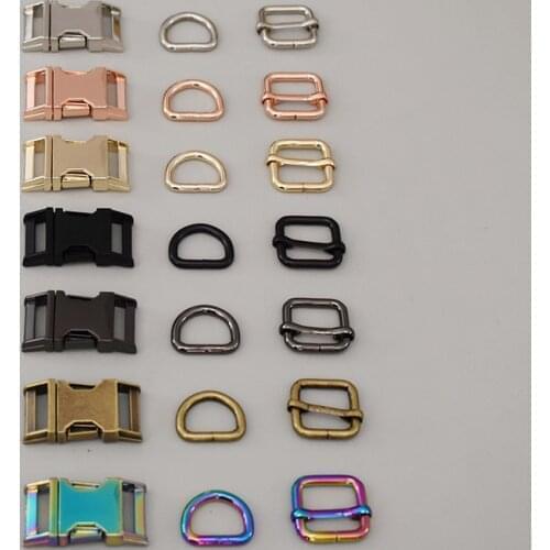 20 sets 20mm metal buckle+adjust buckle+D ring/set 3-piece webbing metal slider DIY pet collar strap bag belt accessory