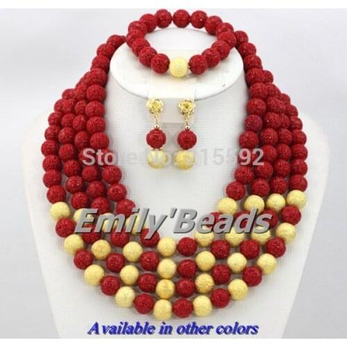 2014 New Fashion African Beads Jewelry Set Red Nigerian Wedding Coral Beads Jewelry Set 4 Layers Wholesale Free shipping CJ225