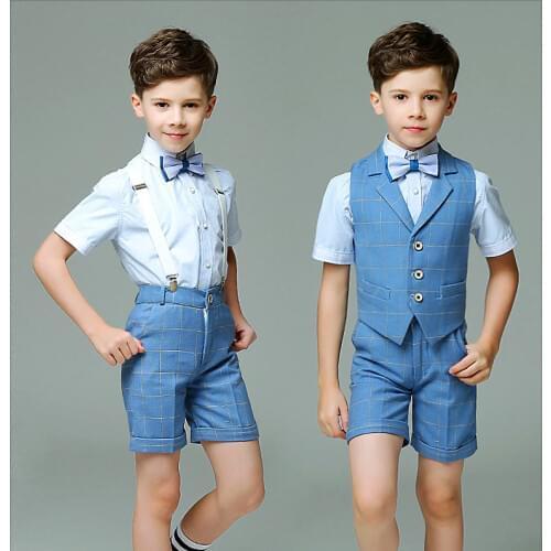 2020 Flower boys wedding suits england style gentle boys formal tuxedos suit kids clothing set blazer party suit school uniform