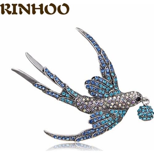 2021 Fashion Enamel Flying Birds Brooch Pins For Women Men Delicate Rhinestone Animal Bird Brooches Banquet Party Jewelry Gift