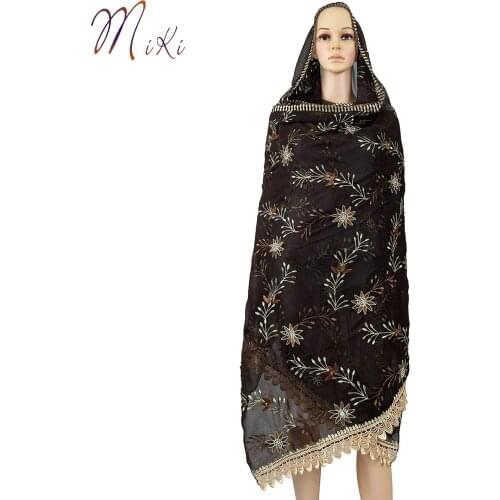 2021 New African Women Fashion Scarf Hijab Muslim Dubai Chiffon Shawls For Pray Embroidery Chiffon Hijab Turban Scarf BY02