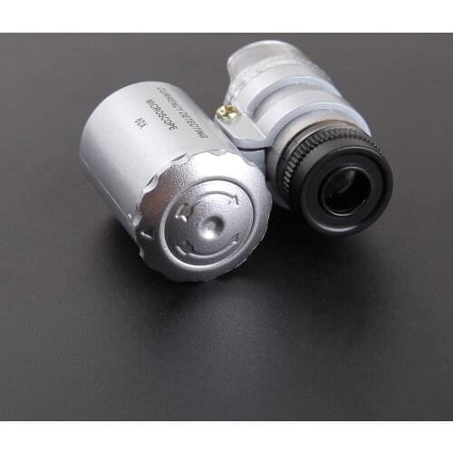 60x Handheld Mini Pocket Microscope Loupe Jeweler Magnifier LED Light Pocket Microscop Currency Dectector Ferramentas