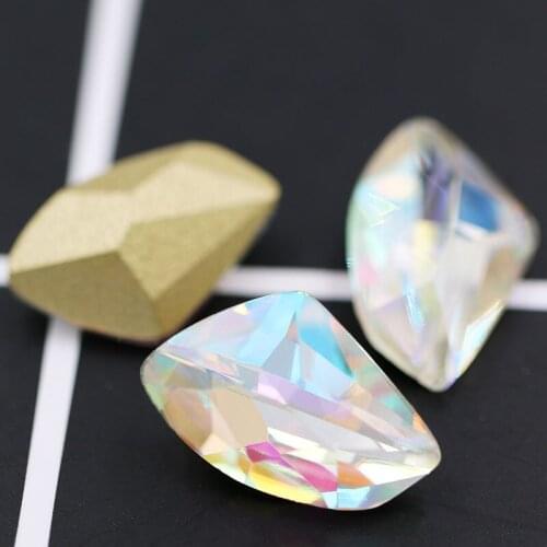 9x14mm K9 pointback glass rhinestones Material AB crystal shell shape glue on rhinestones for clothing/nail art Accessories