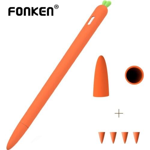 Fonken For Apple Pencil 1 2 Case Cute Carrot Silicone Pencil Case Cover For Ipad Pen Tablet Stylus Pen Protective Case Nib Cover
