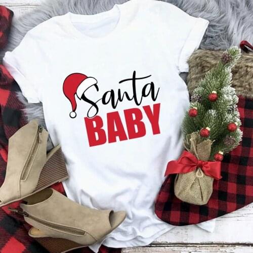 Colored Santa Baby T-shirt Womens Merry Christmas Top Tee Shirt Cute Winter Holiday Graphic Tshirt