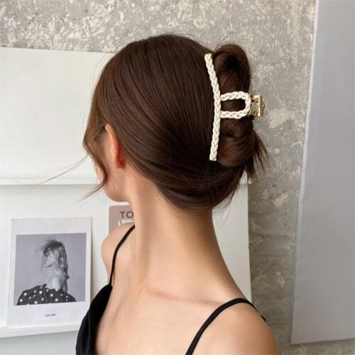 Ancient ways woven leather metal scratching clip delicate sense of senior temperament hair go top clip hair accessories