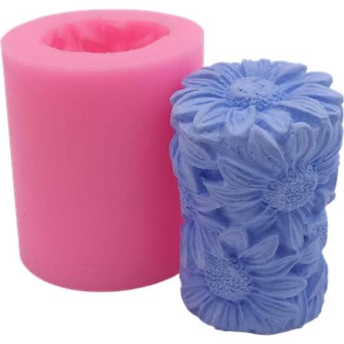 Candle Molds Love Great Flower Sunflower Cylinder Forms for Candle Making DIY 3d Silicone Handmade Soap Clay Art Craft Mould