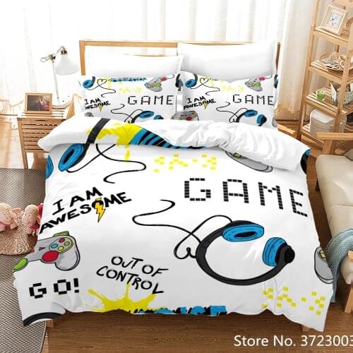 Gamepad Comforter Cover Gamer Bedding Set Teens Video Game Duvet Cover for Youth Kids Boys Modern Game Controller Bedspread