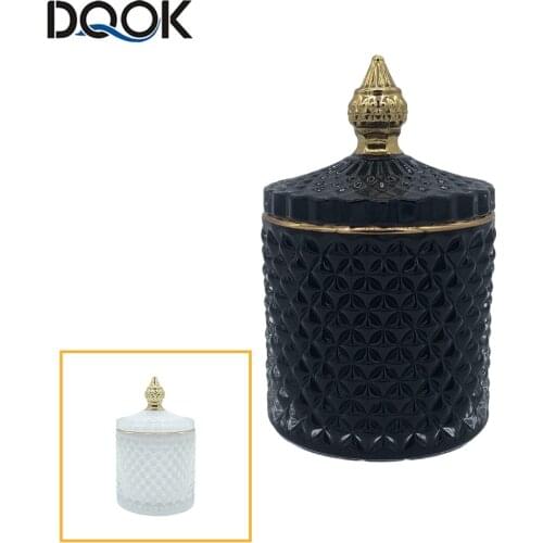 Art Luxury Glass Storage Jar Aromatherapy Bottle with Lid Minimalist Household Cotton Swab Jewelry Storage Box