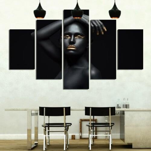 Art Character Photo Poster 5Pcs Black and Gold Collision Prints Decorative Canvas On The Living Room Wall Art Decoration