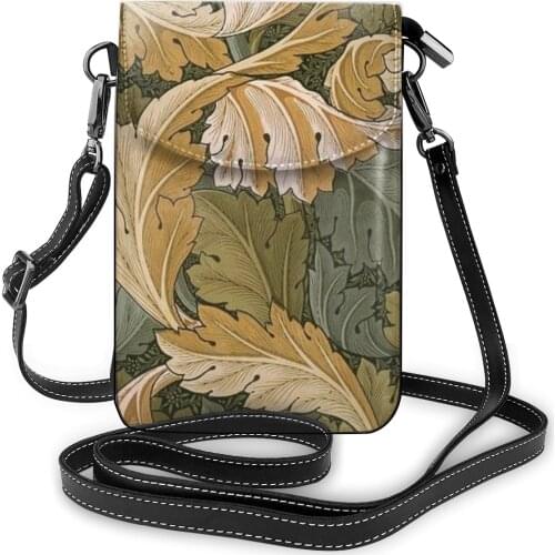 Mini Womens Bag Leather Handbags William Morris Pimpernel Floral Fabric Print Shoulder Crossbody Bags for Women Ladies Purse