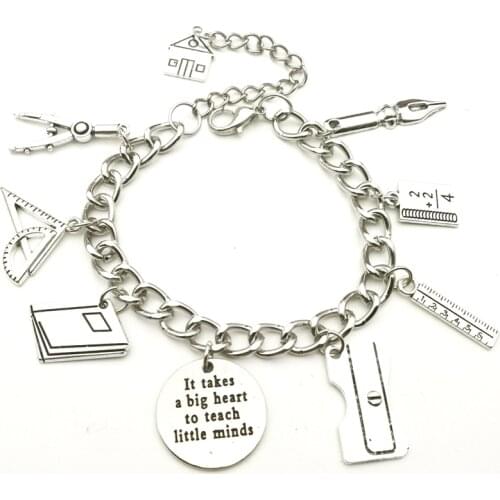 Fashion Teaching Accessories, Mini Schoolbag Bracelet, NameplateNeed Courage To Teach Children To Think, Bracelet Gift Souvenir