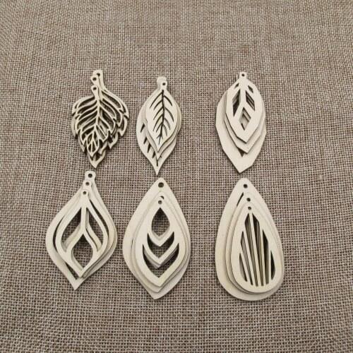 Unfinished Blank Leaf Tree Wood Pendants Wooden Charm Earring for DIY Dangle Earring Jewelry Making Supplies