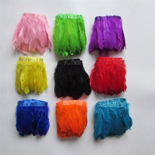 Dyed Goose Feather 10 meter Wholesale sell DIY Handwork feather boa Decoration Headwear Feather Cloth Belt 15-20cm 6-8 inch