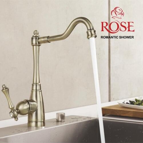 ROSE kitchen faucet, kitchen faucet, brass faucet sink in the kitchen, bronze kitchen faucet for water, kitchen faucet for hot and cold water R0113Q