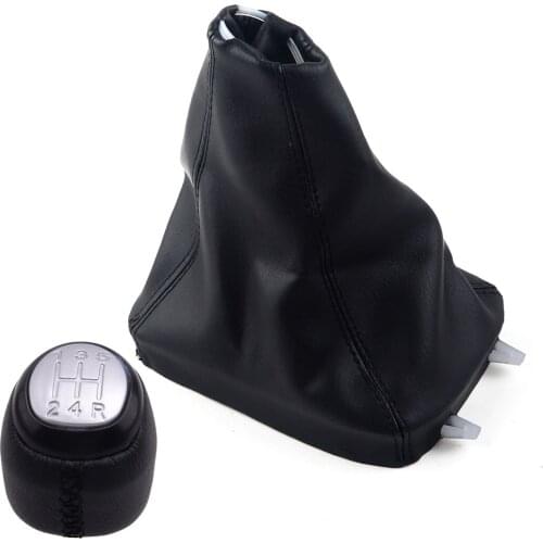 Silver 5 Speed Manual Gear Stick Shift Knob Top Cover & Gaiter Boot Fit For SAAB 9-3 2003 2004 2005 2006 2007 2008 2009-2012