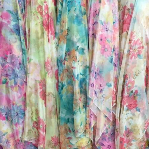 Flowing Chiffon Fabric for Dress Cosplay Silky Thin Fabric 30D Floral Soft Fabric Light DIY Cosplay Fabric