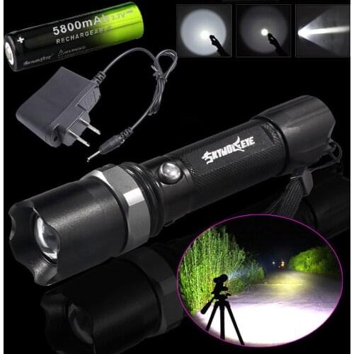 Super Bright Diving Flashlights Portable Torch Tactical Professional Diving Light Torch 3w Led Rechargeable Torch+18650+charger