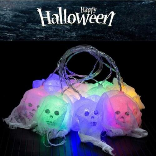 Battery LED String Light Holiday Decoration Lamp Skull Frame Ghost Eye Gauze Ghost Head Halloween Horror Party Decor