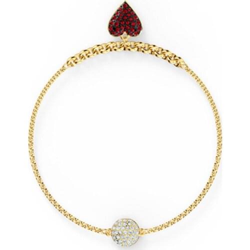 SWA 1:1 Romantic Red Bracelet Heart Shaped Gold Color Magnetic Buckle Woman