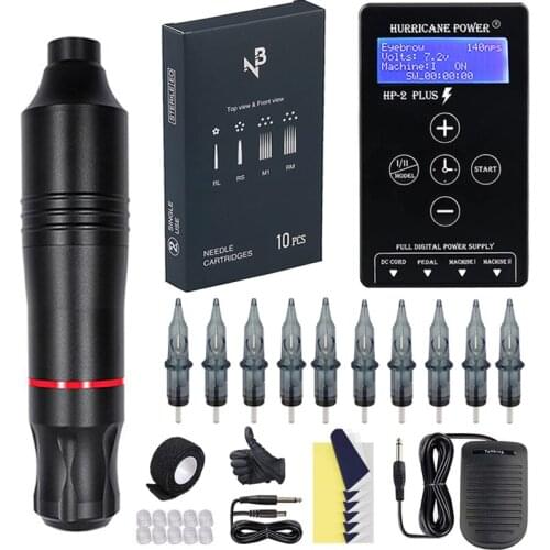 Tattoo Kits Rotary Tattoo Pen Machine Permanent Makeup Tattoo Machine With Power Supply Cartridge Needles Tattoo Art Supplies