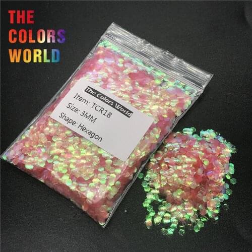 TCR18 Iridescent Rainbow Pink Color Hexagon Shape Nail Glitter Nail Art Decoration Body Glitter Eye Shadow Henna Handwork DIY