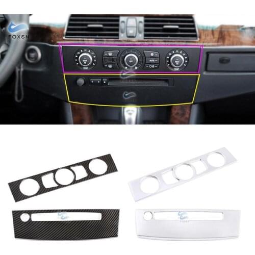 For BMW 5 Series E60 2004 - 2010 Carbon Texture Car Inner Center Console Air Vent Outlet Volume Adjuster Frame Protective Cover