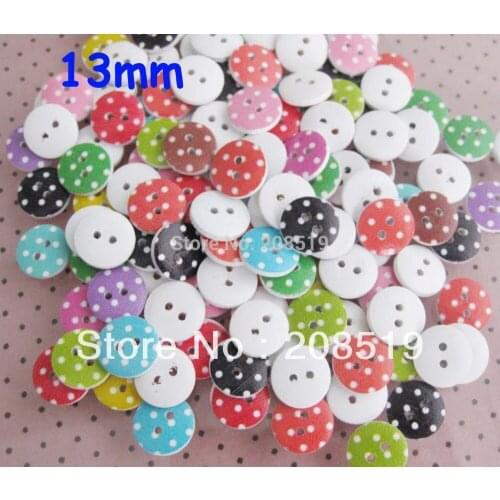 WB0127 100pcs Mixed Buttons 13mm Sewing Botoes for children Polka Dots patterns Cute Button scrapbooking