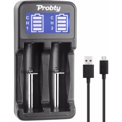 Probty Smart LCD USB Dual Battery Charger for 18650 18490 18350 17670 17500 16340 RCR123 14500 10440 A AA AAA lithium battery