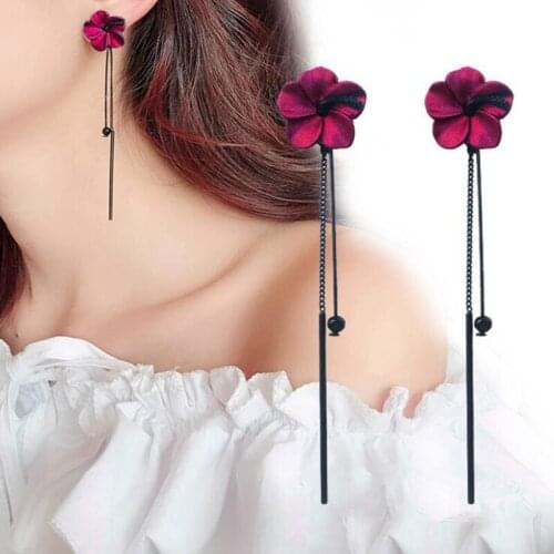 Ladies Fashionable Flower Earrings Tassel Temperament Long Earring Women Retro Earrings Gift for Female Exquisite