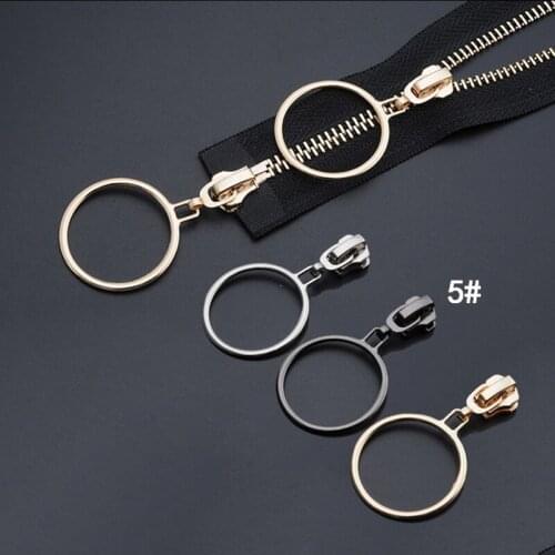 10Pcs/Set Metal Zipper Sliders 5# Repair Sewing Auto Zipper Sliders Bag Garment DIY Accessories with Circle Zipper Head