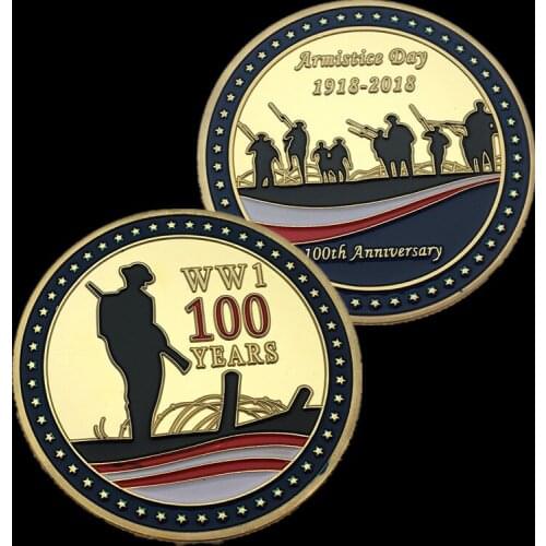 1918-2018 WW1 100th Anniversary of Victory Gold-plated Commemorative Coin Gift Lucky Coin