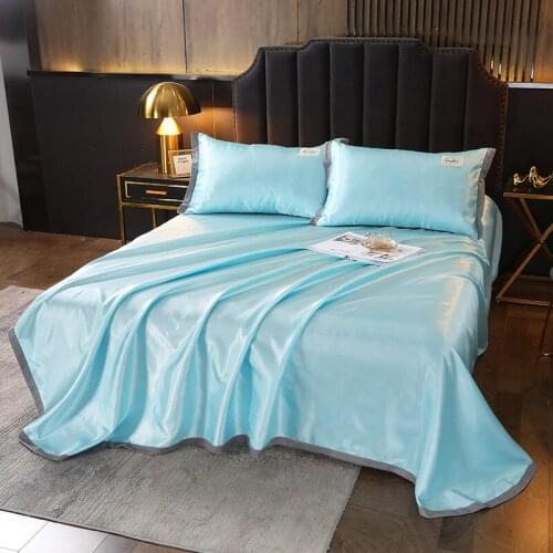 2/3pcs Summer Ice Silk Sheets Use for Air Conditioner Room Machine Wash Available Sheet Sets Queen Size 6 Colors Bedsheet