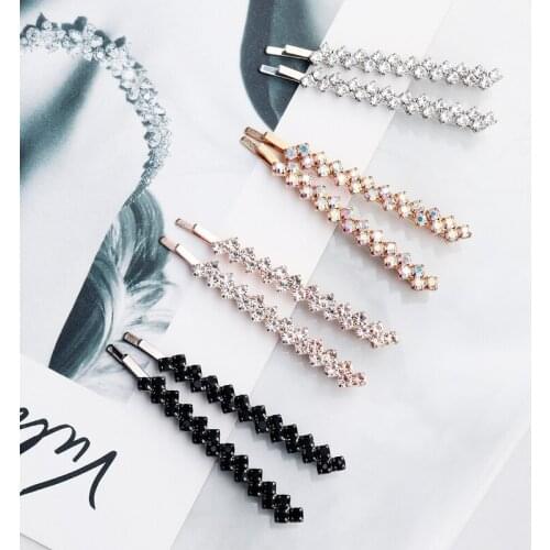 2Pcs/Set Women Girls Shiny Crystal Rhinestones Hairpins Barrettes Hair Clips Hairstyle Design Styling Tool Hair Accessories
