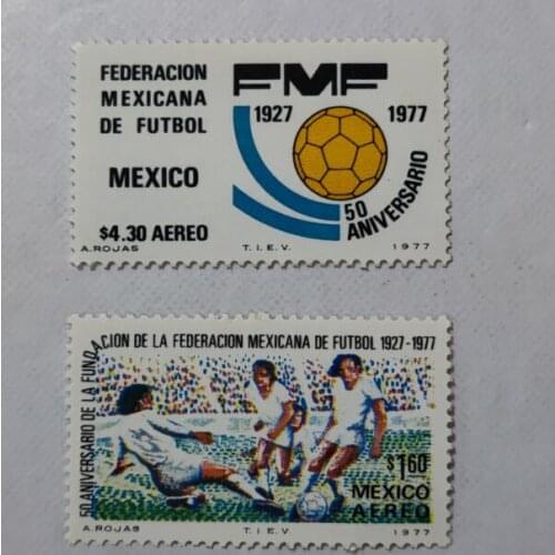 B2 2PCS Mexican Football Association 1977， Post Stamps Postage Collection