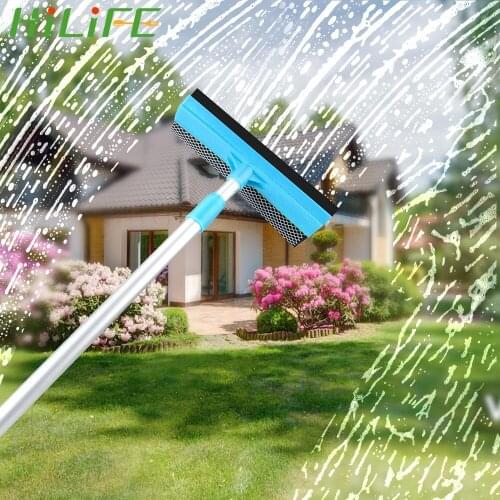 HILIFE 2 in 1 Adjustable Telescopic Rod Glass Window Cleaner Window Glass Cleaner Wiper Home Cleaning Tools Squeegee Sponge
