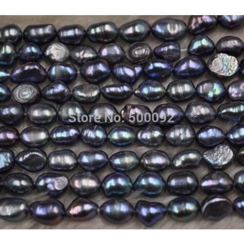 Lots 10 strands 7-8mm Baroque freshwater black pearl wholesale