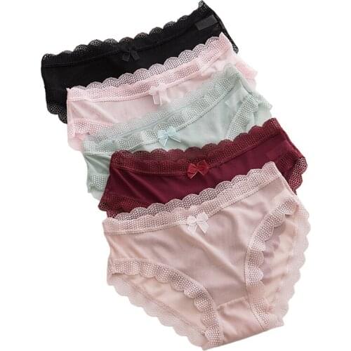 3pcs/lot Women Underwear sexy panties Lace hollow briefs Women Lingeries Calcinha Cotton Shorts Underpant Solid Female Panty