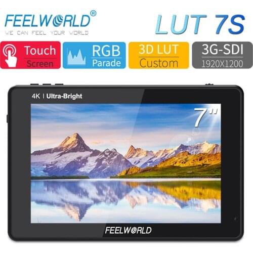 FEELWORLD LUT7S 7 Inch 3G-SDI 2200nits 3D LUT 4K HDMI Touch Screen DSLR Camera Field Monitor for DSLR Cameras Video